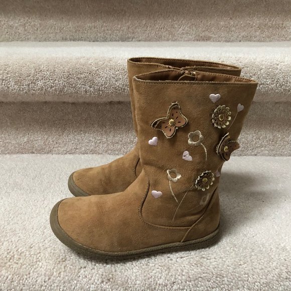 Nina Brown Mid Calf Boot with Butterflies Full Zip and No Skid Bottoms  Size 11 - Picture 5 of 6